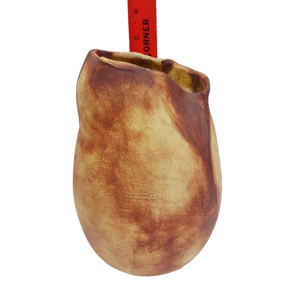 Studio Pottery Pit Fired Vase Free Form Vessel Artist Created Signed Unique - Picture 9 of 12